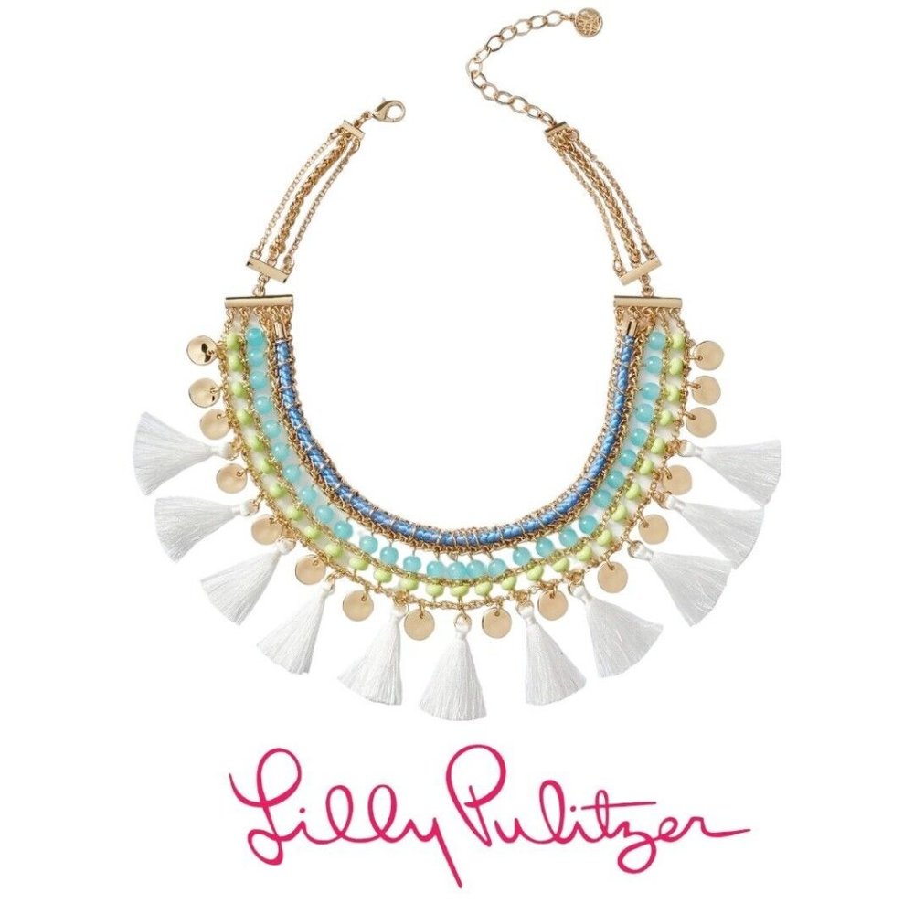 Lilly Pulitzer Surf Gypsea Statement Necklace NEW with‎ Lilly Dust Bag